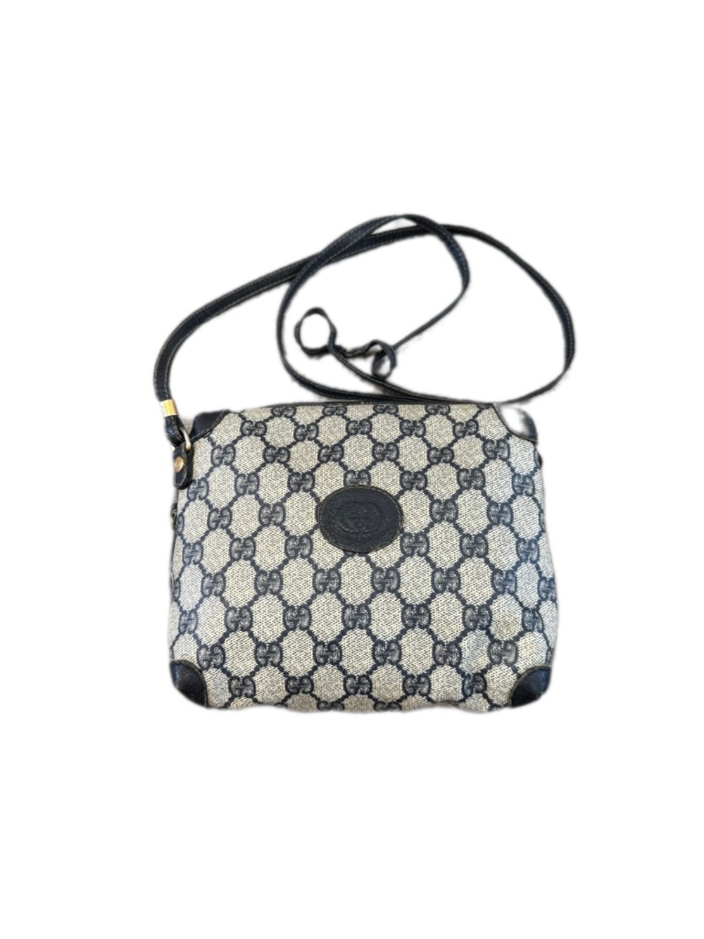 Authentic Vintage Gucci GG Supreme Canvas Crossbody Bag With Leather Trim